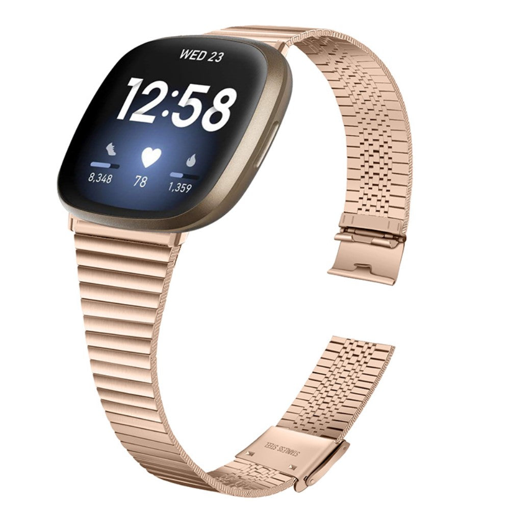 Rigtigt slidstรฆrk Fitbit Versa 3 Metal Rem - Pink#serie_1