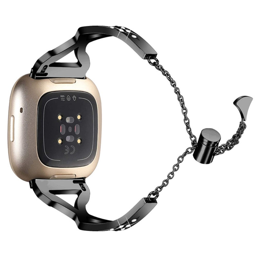 Supercool Fitbit Versa 3 Metal og Rhinsten Rem - Sort#serie_4