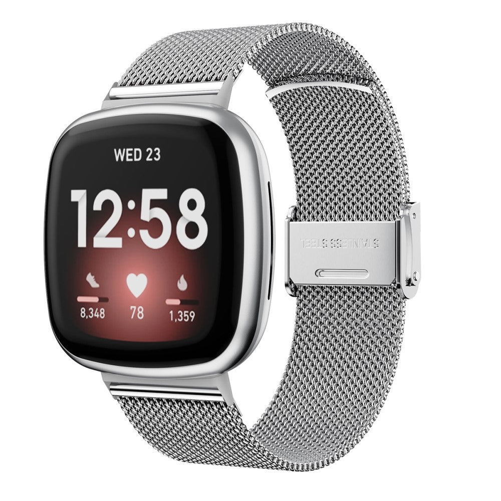 Rigtigt rart Fitbit Versa 3 Metal Rem - Sรธlv#serie_076