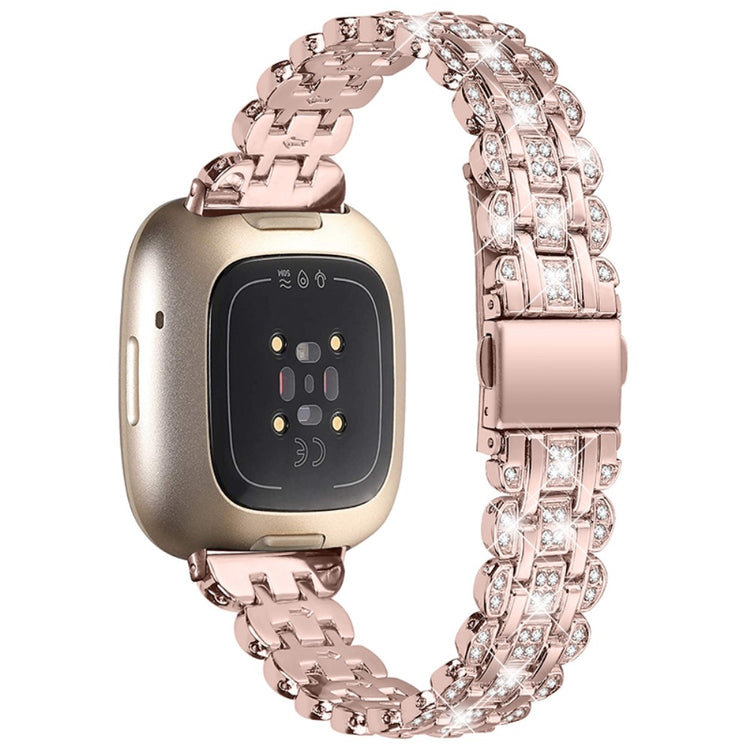 Mega fint Fitbit Versa 3 Metal og  Rhinsten Urrem - Pink#serie_1