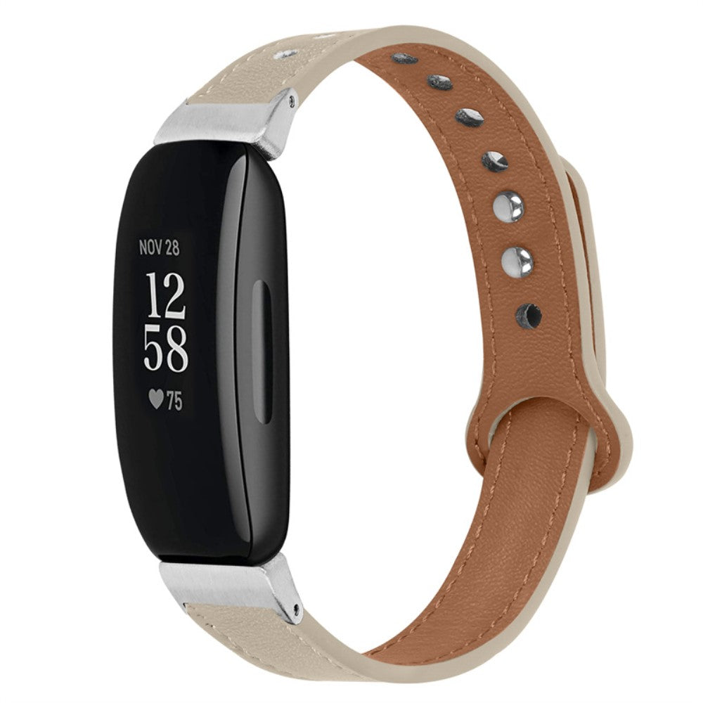 Vildt pænt Fitbit Inspire 2 / Fitbit Ace 2 Ægte læder Urrem - Hvid#serie_7