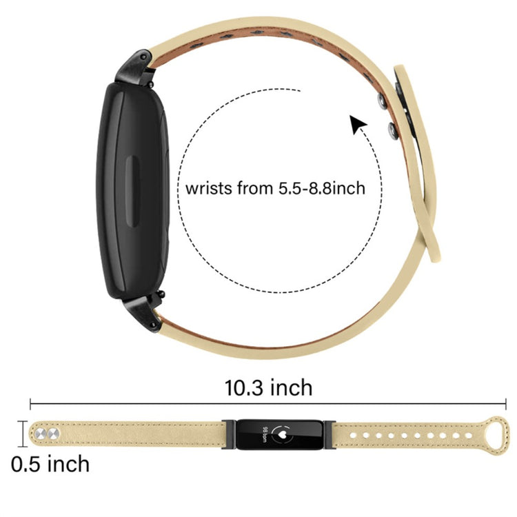 Fantastisk Fitbit Inspire 2 / Fitbit Ace 2 Ægte læder Urrem - Beige#serie_5