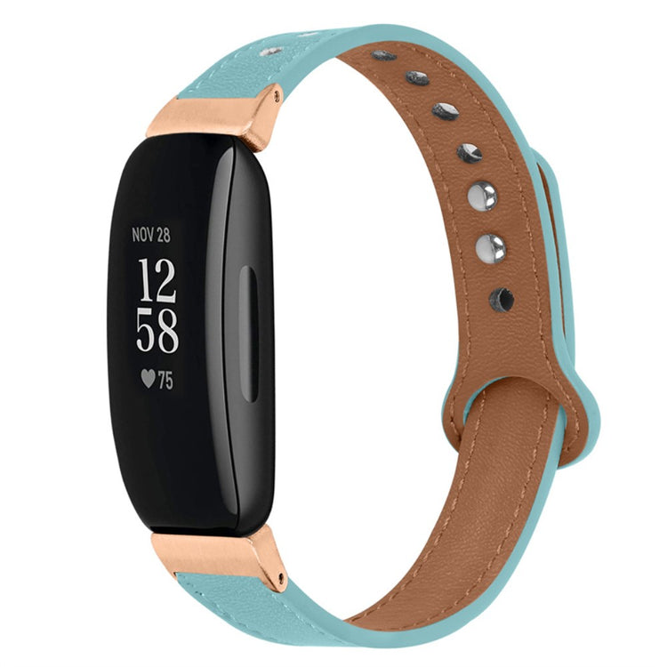 Super skøn Fitbit Inspire 2 / Fitbit Ace 2 Ægte læder Urrem - Blå#serie_10