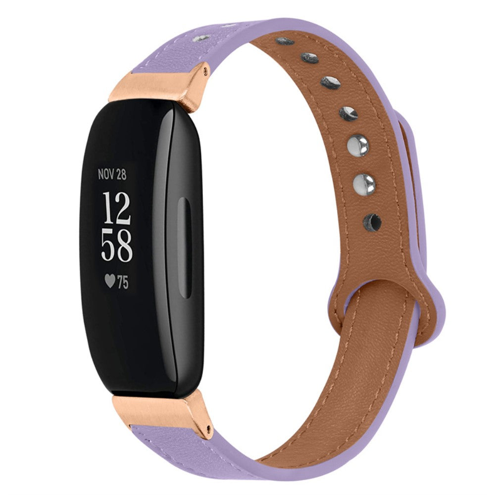 Super skøn Fitbit Inspire 2 / Fitbit Ace 2 Ægte læder Urrem - Lilla#serie_6
