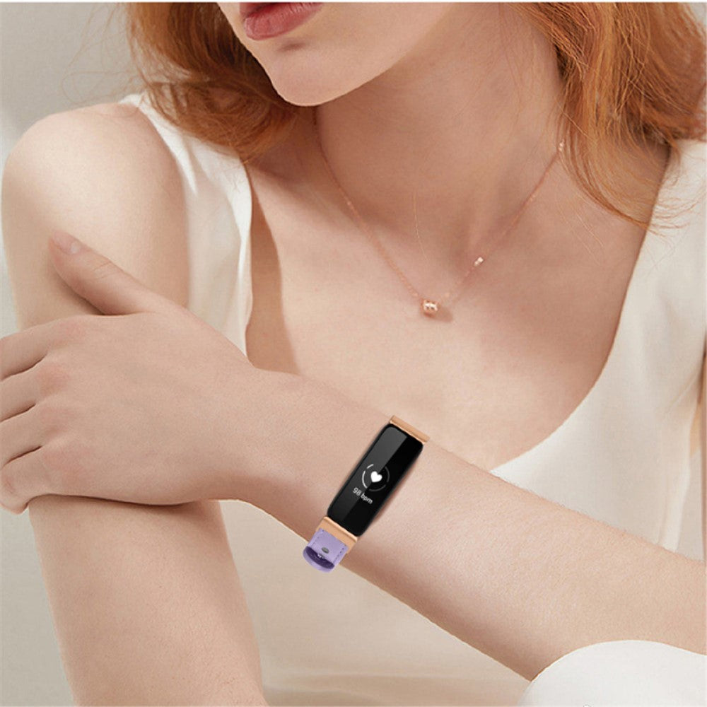 Super skøn Fitbit Inspire 2 / Fitbit Ace 2 Ægte læder Urrem - Lilla#serie_6