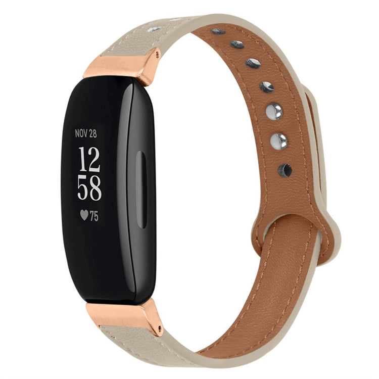 Super skøn Fitbit Inspire 2 / Fitbit Ace 2 Ægte læder Urrem - Hvid#serie_7