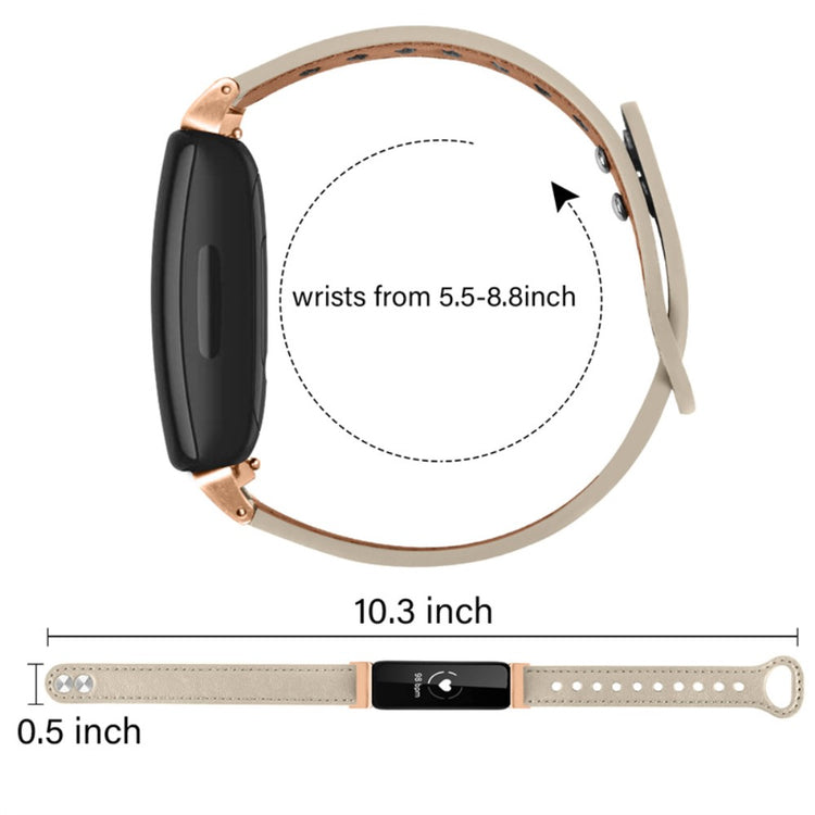 Super skøn Fitbit Inspire 2 / Fitbit Ace 2 Ægte læder Urrem - Hvid#serie_7