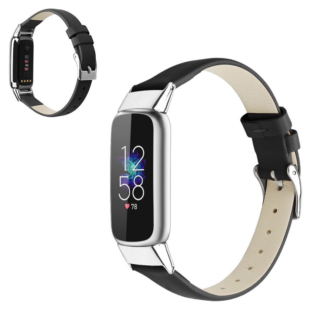 Rigtigt nydelig Fitbit Luxe รgte lรฆder Rem - Stรธrrelse: L - Sort#serie_1