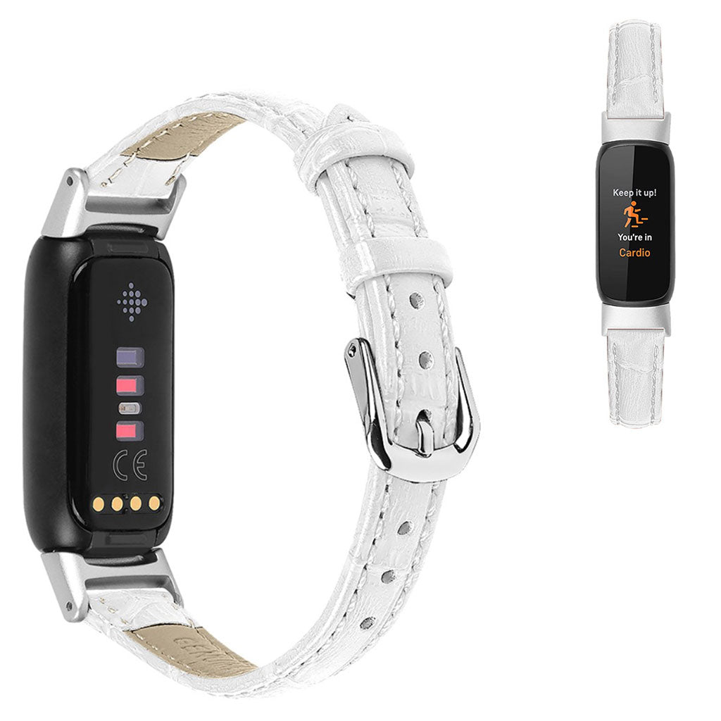 Vildt elegant Fitbit Luxe รgte lรฆder Rem - Hvid#serie_1
