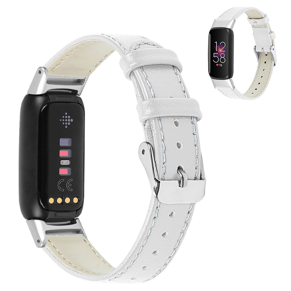 Mega komfortabel Fitbit Luxe รgte lรฆder Rem - Hvid#serie_1