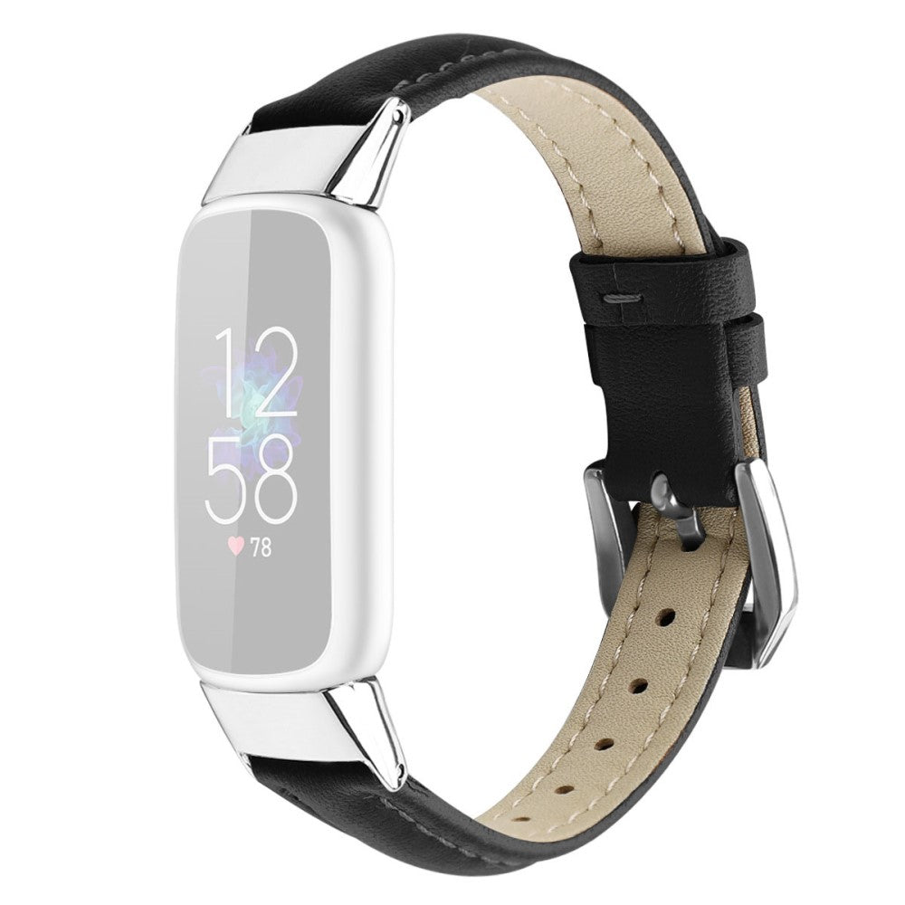 Meget fantastisk Fitbit Luxe รgte lรฆder Rem - Stรธrrelse: L - Sort#serie_1