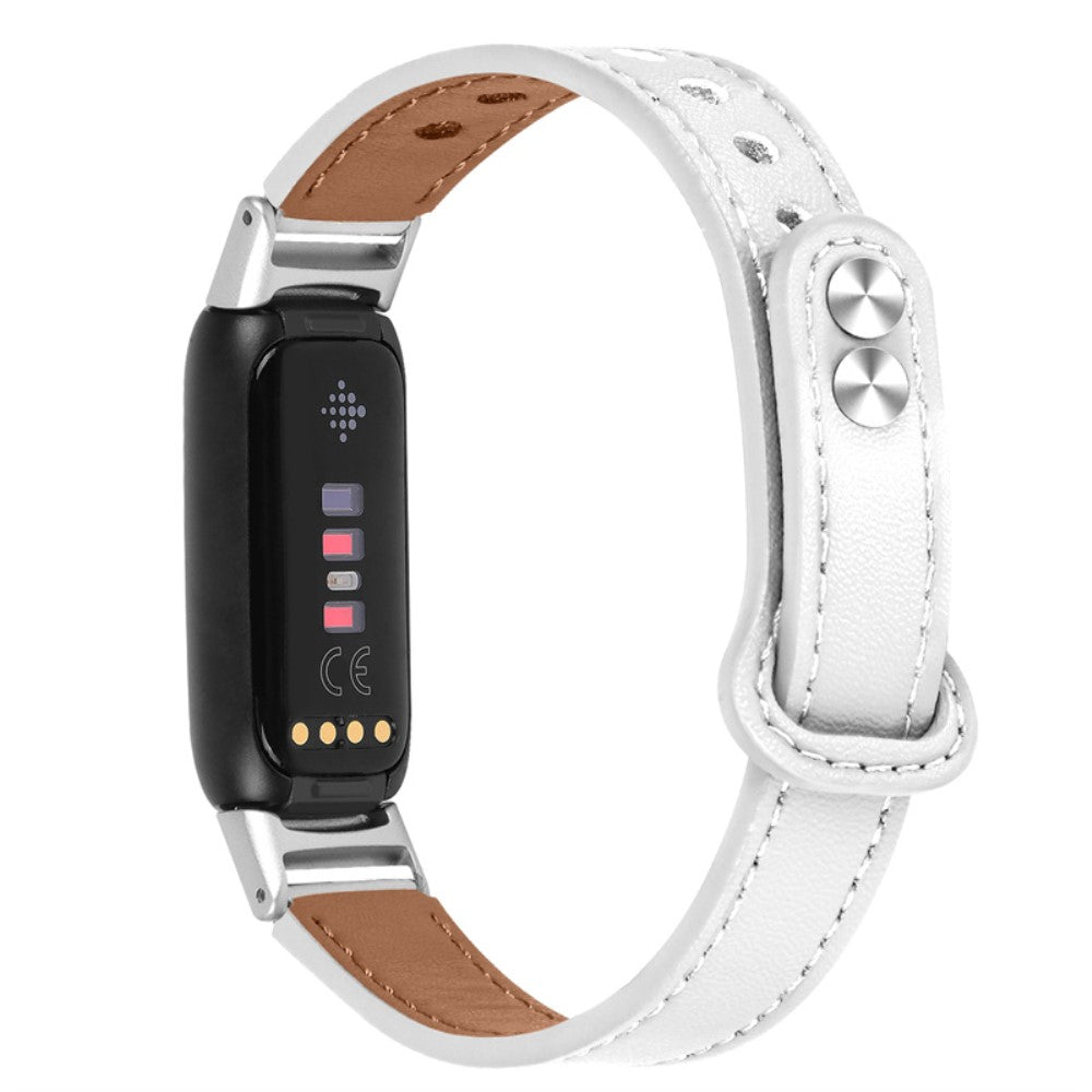 Stilfuld Fitbit Luxe รgte lรฆder Rem - Hvid#serie_1