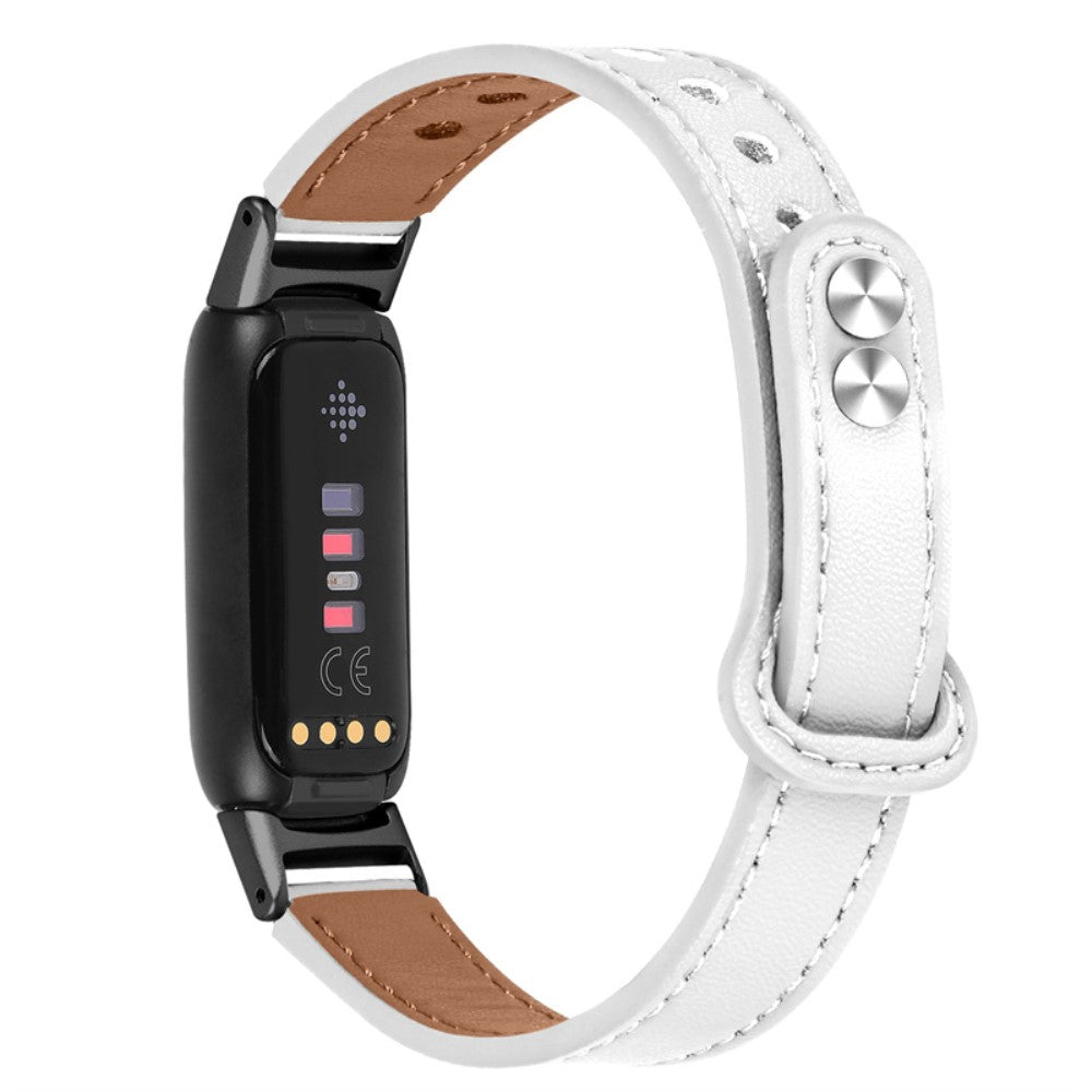 Vildt skรธn Fitbit Luxe รgte lรฆder Rem - Hvid#serie_1
