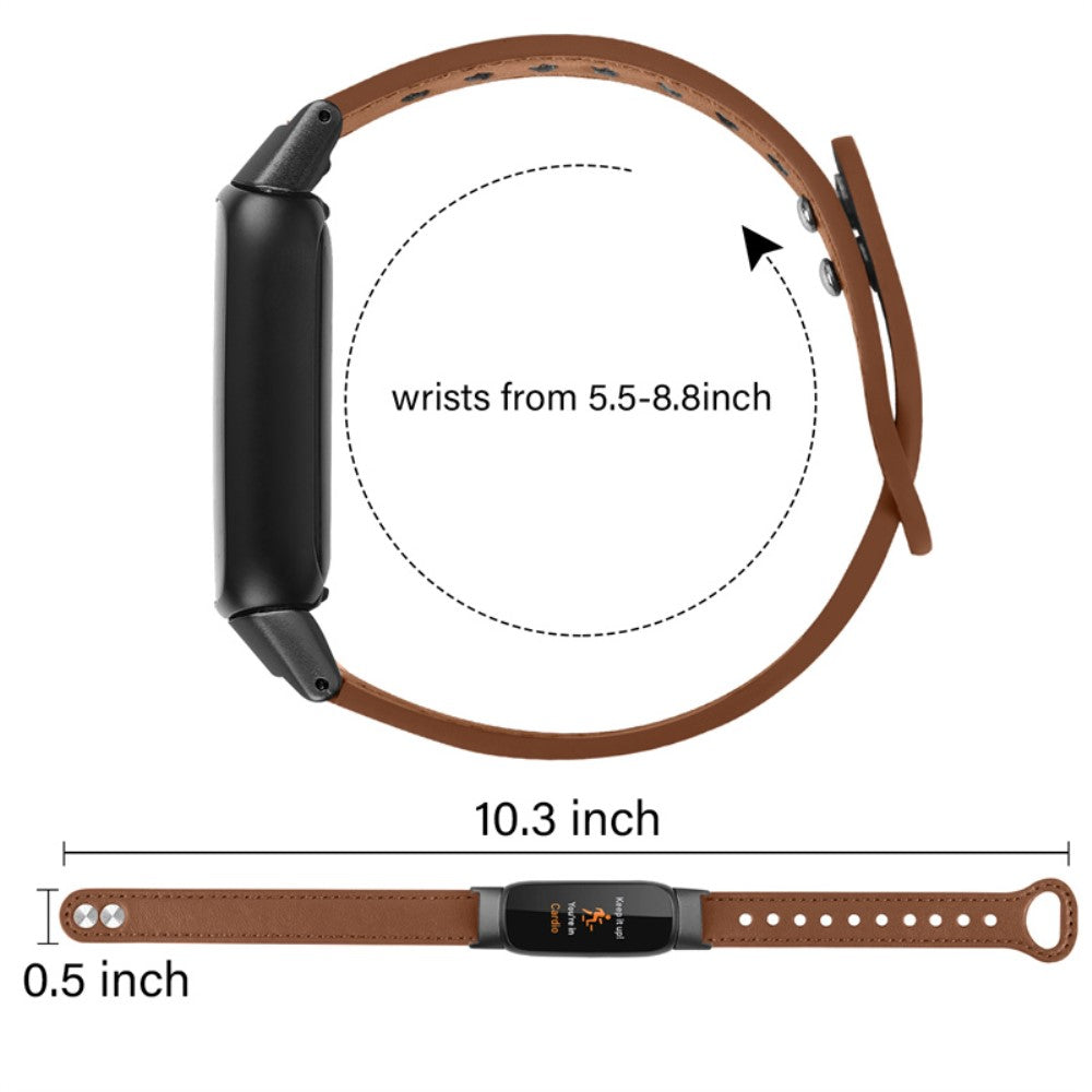 Rigtigt fint Fitbit Luxe Ægte læder Urrem - Brun#serie_11
