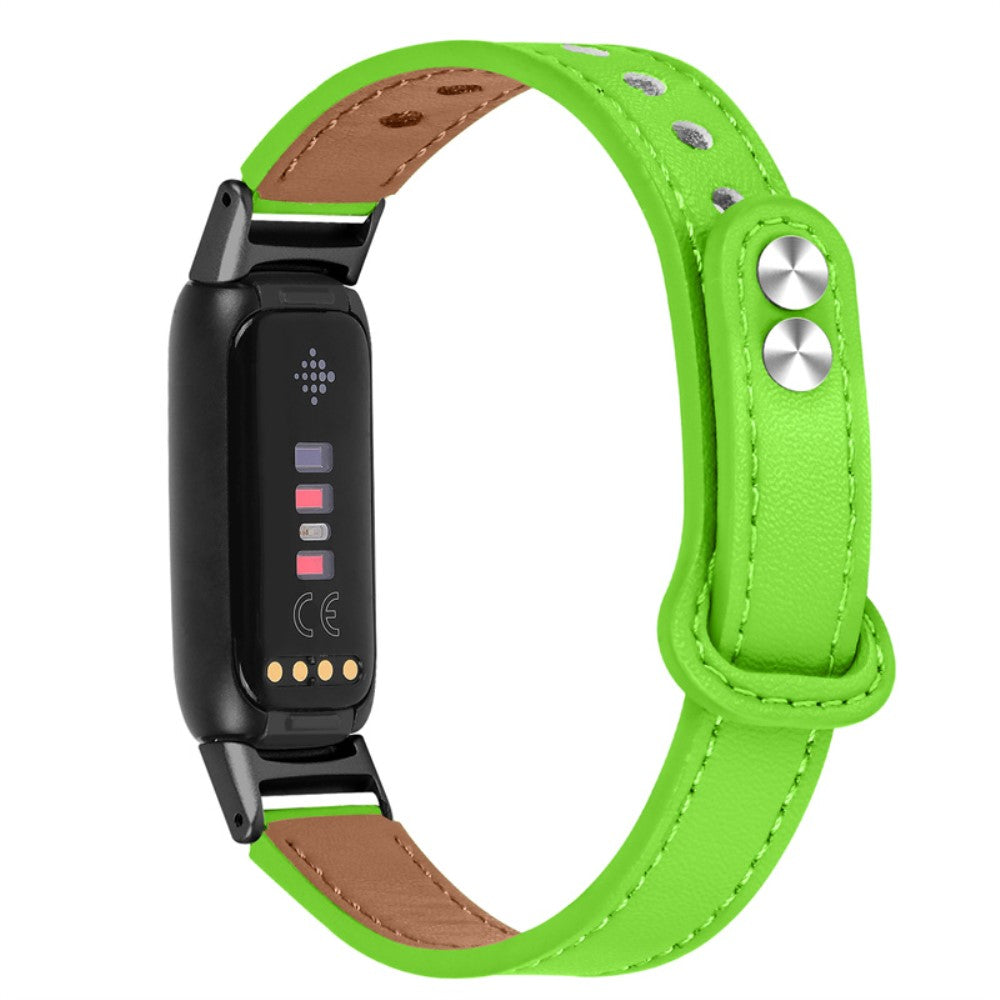 Vildt skøn Fitbit Luxe Ægte læder Rem - Grøn#serie_9