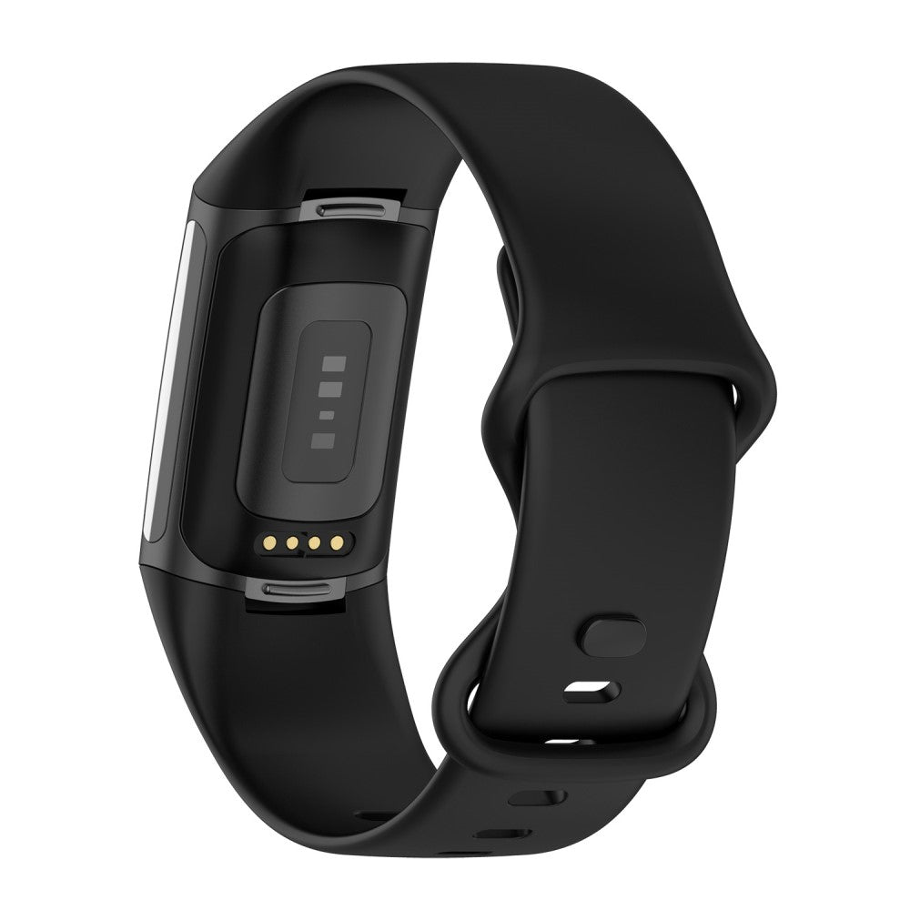 Mega kรธnt Fitbit Charge 5 Silikone Rem - Stรธrrelse: L - Sort#serie_1