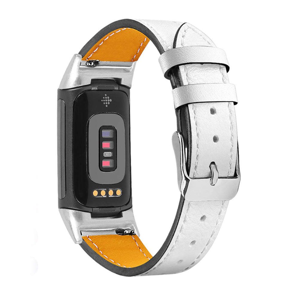 Mega cool Fitbit Charge 5 รgte lรฆder Rem - Hvid#serie_1