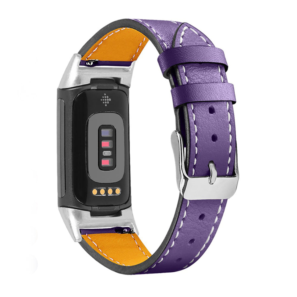 Mega cool Fitbit Charge 5 Ægte læder Rem - Lilla#serie_16