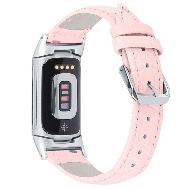 Nydelig Fitbit Charge 5 Ægte læder Rem - Pink#serie_5