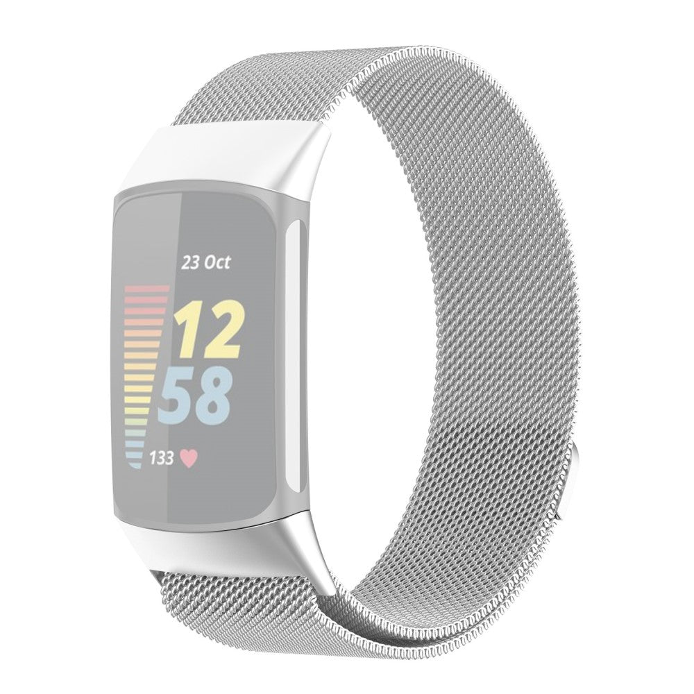Komfortabel Fitbit Charge 5 Metal Rem - Sølv#serie_8