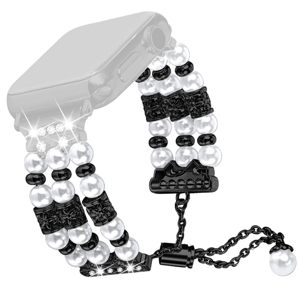 Fitbit Versa 4 / Fitbit Versa 3 Metal, Plastik og Rhinsten Rem - Sort#serie_2