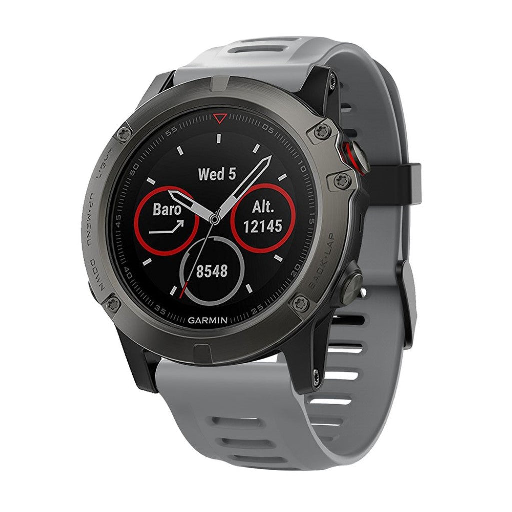 Smuk Garmin Fenix 5X / Garmin Tactix Charlie Silikone Rem - Sølv#serie_6