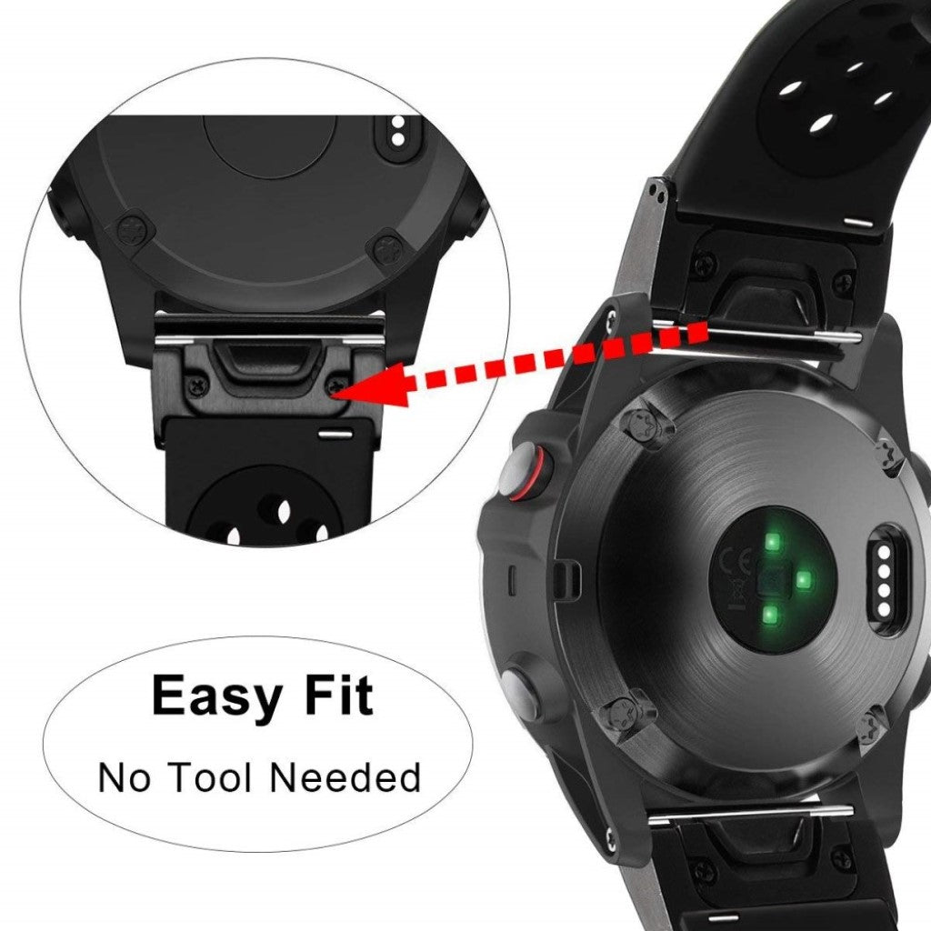 Rigtigt fint Universal Garmin Silikone Rem - Sort#serie_1