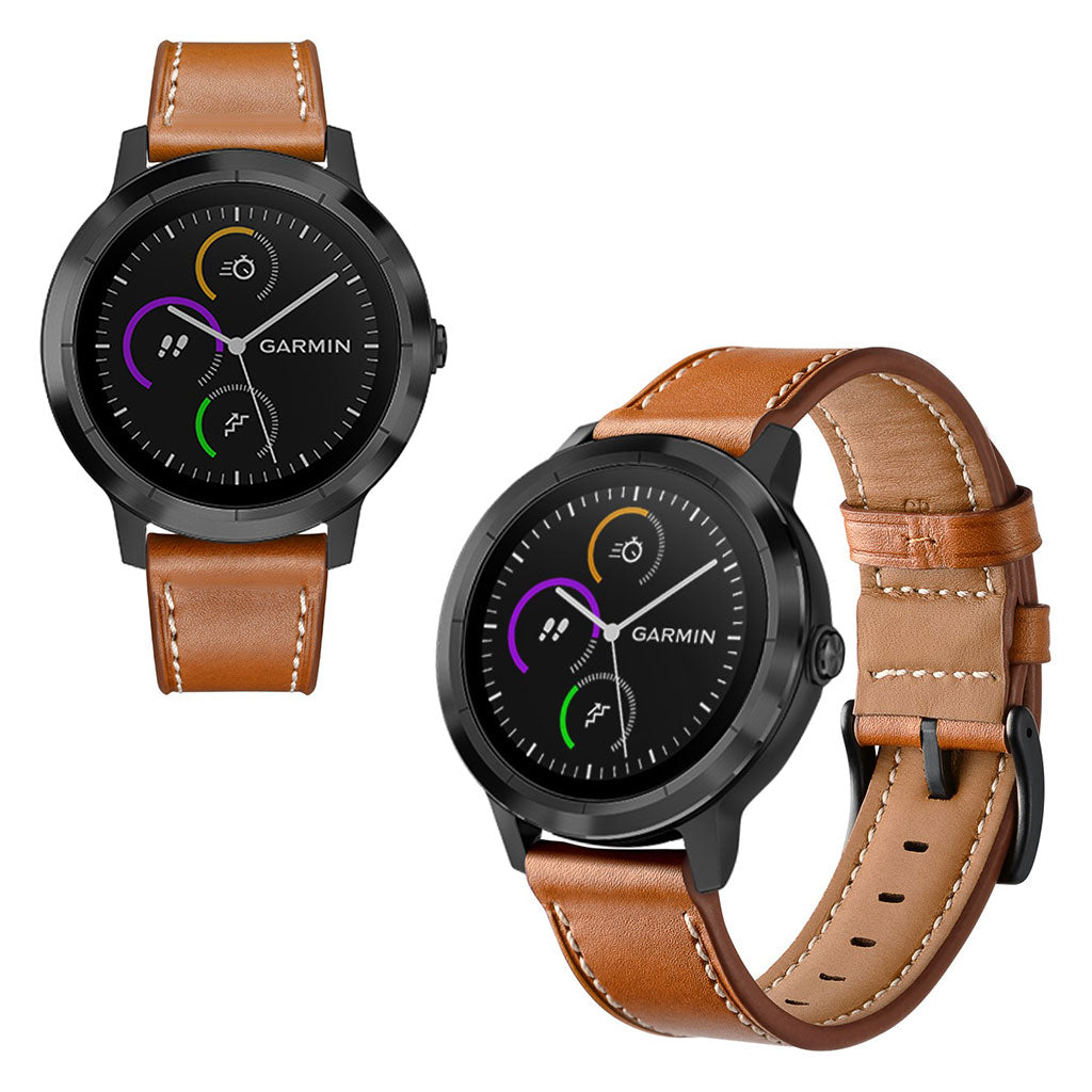 Fed Garmin Vivoactive 3 / Garmin Vivomove HR รgte lรฆder Rem - Brun#serie_1
