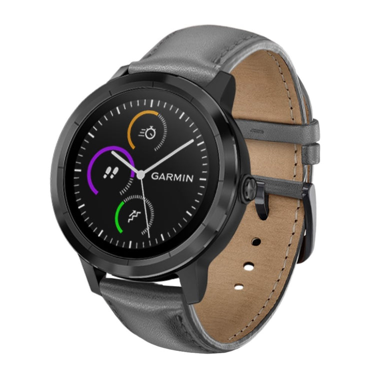 Fed Garmin Vivoactive 3 / Garmin Vivomove HR Ægte læder Rem - Sølv#serie_2