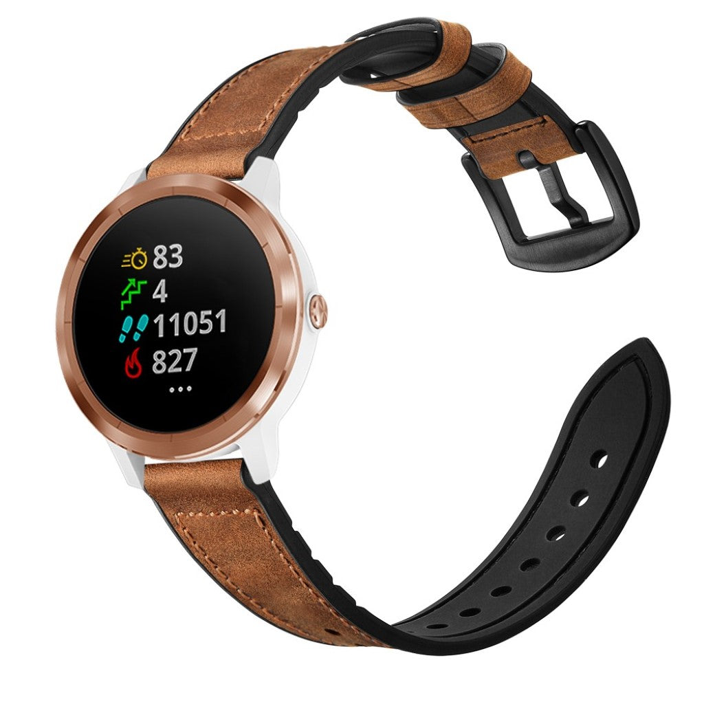 Fed Garmin Vivoactive 3 / Garmin Vivomove HR Ægte læder Rem - Brun#serie_053