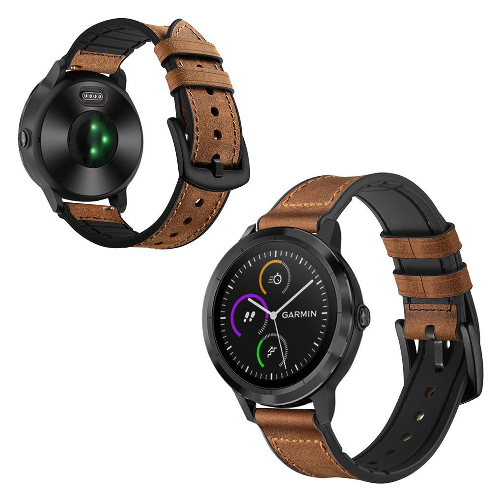 Fed Garmin Vivoactive 3 / Garmin Vivomove HR Ægte læder Rem - Brun#serie_053