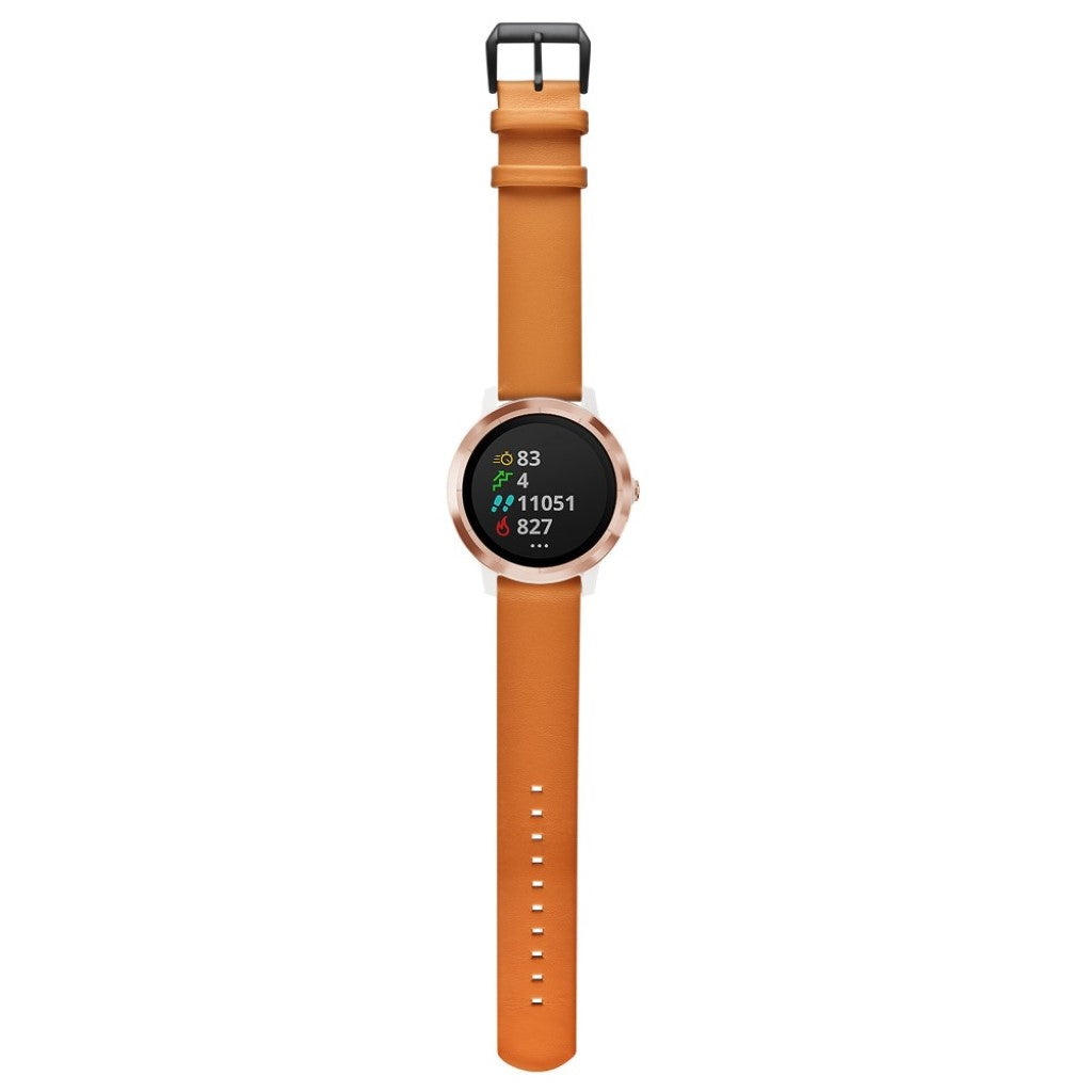 Fed Garmin Vivoactive 3 / Garmin Vivomove HR Ægte læder Rem - Gul#serie_055