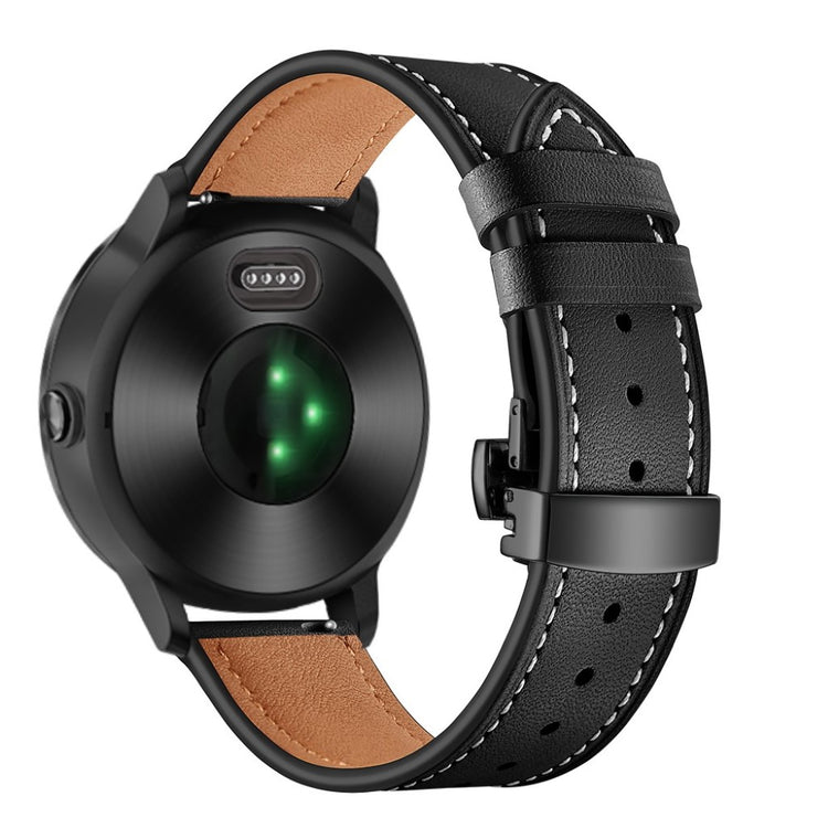 Fed Garmin Vivoactive 3 / Garmin Vivomove HR Ægte læder Rem - Sort#serie_1