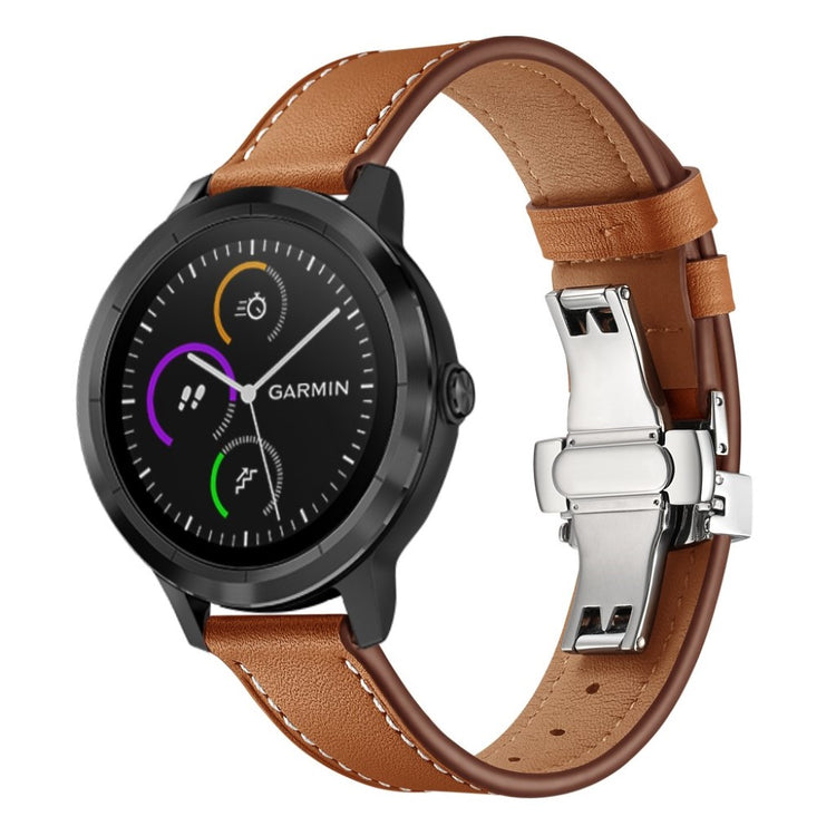 Fed Garmin Vivoactive 3 / Garmin Vivomove HR Ægte læder Rem - Brun#serie_10