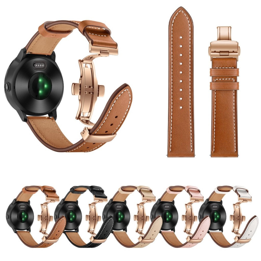 Fed Garmin Vivoactive 3 / Garmin Vivomove HR Ægte læder Rem - Sort#serie_11