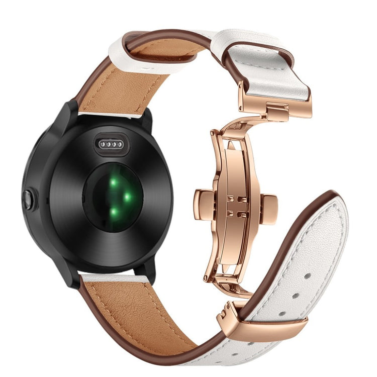 Fed Garmin Vivoactive 3 / Garmin Vivomove HR Ægte læder Rem - Hvid#serie_12