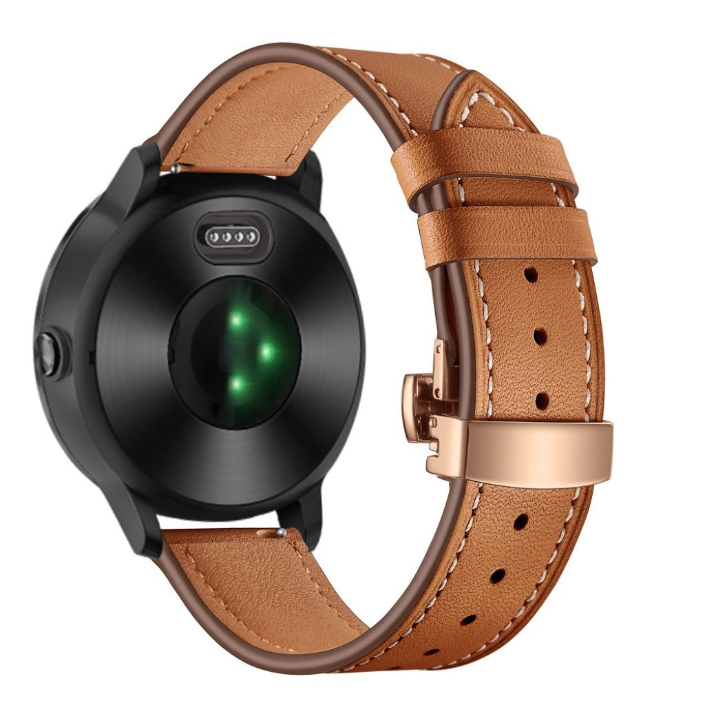 Fed Garmin Vivoactive 3 / Garmin Vivomove HR Ægte læder Rem - Brun#serie_15