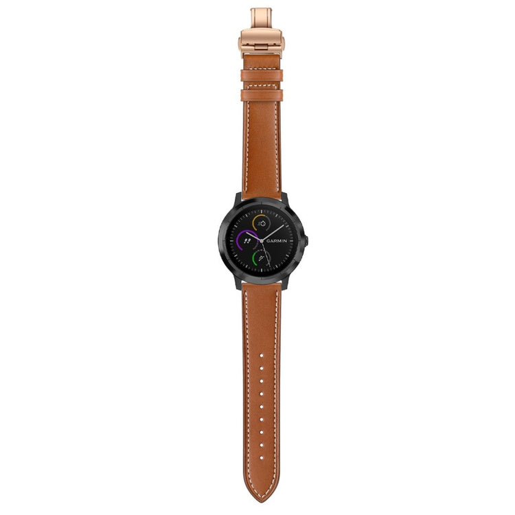 Fed Garmin Vivoactive 3 / Garmin Vivomove HR Ægte læder Rem - Brun#serie_15