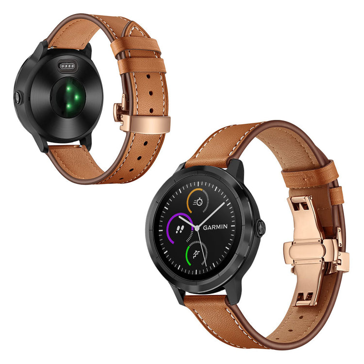 Fed Garmin Vivoactive 3 / Garmin Vivomove HR Ægte læder Rem - Brun#serie_15