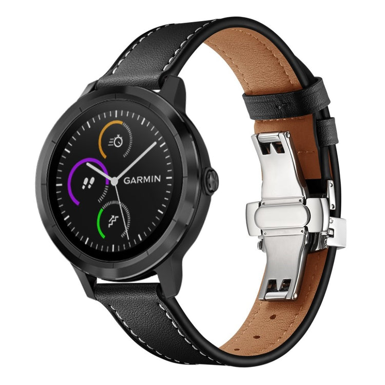 Fed Garmin Vivoactive 3 / Garmin Vivomove HR Ægte læder Rem - Sort#serie_6