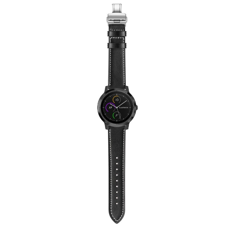 Fed Garmin Vivoactive 3 / Garmin Vivomove HR Ægte læder Rem - Sort#serie_6