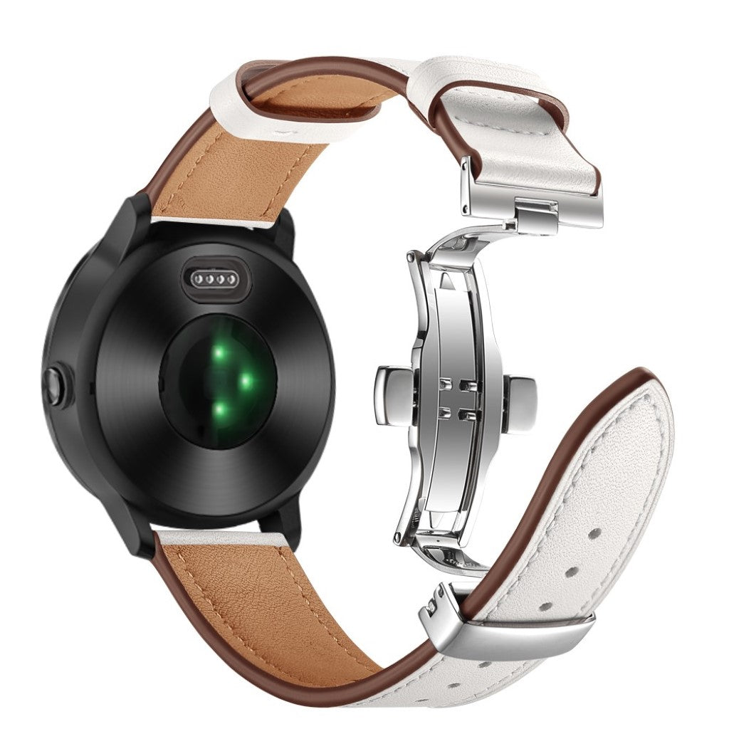 Fed Garmin Vivoactive 3 / Garmin Vivomove HR Ægte læder Rem - Hvid#serie_7