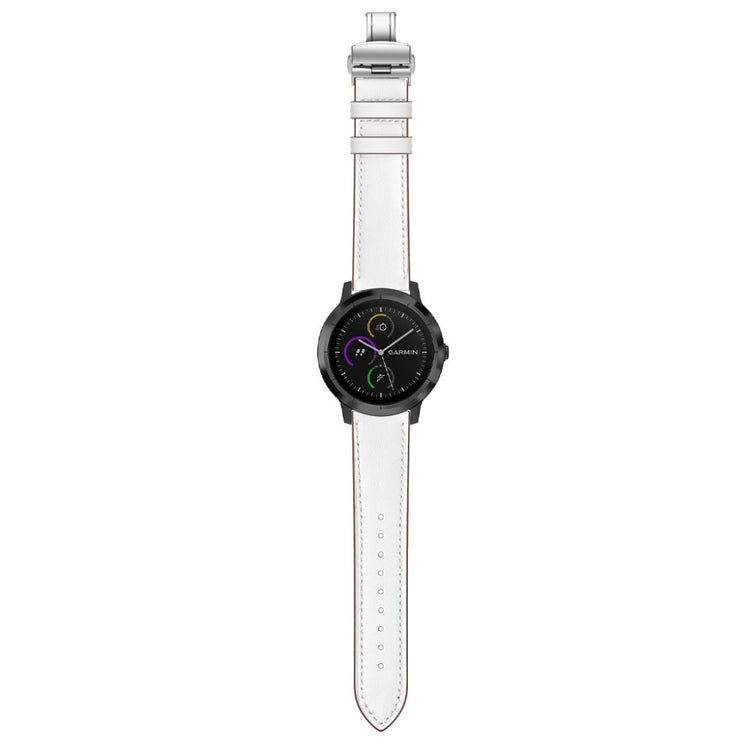 Fed Garmin Vivoactive 3 / Garmin Vivomove HR Ægte læder Rem - Hvid#serie_7