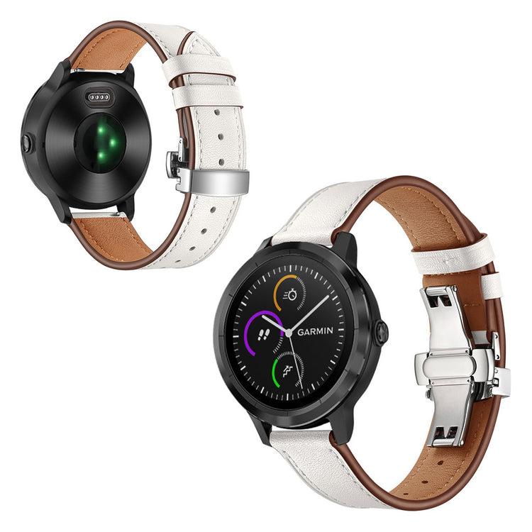 Fed Garmin Vivoactive 3 / Garmin Vivomove HR Ægte læder Rem - Hvid#serie_7