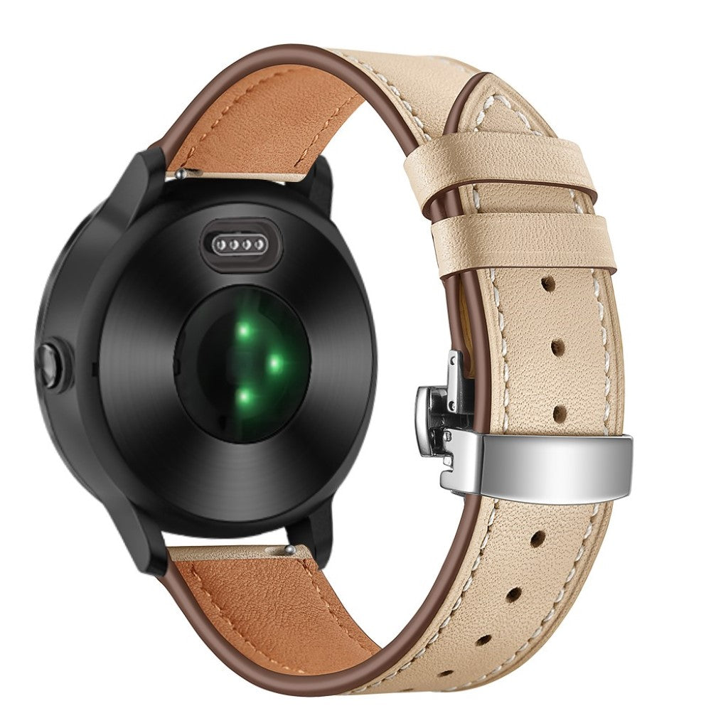 Fed Garmin Vivoactive 3 / Garmin Vivomove HR Ægte læder Rem - Beige#serie_9