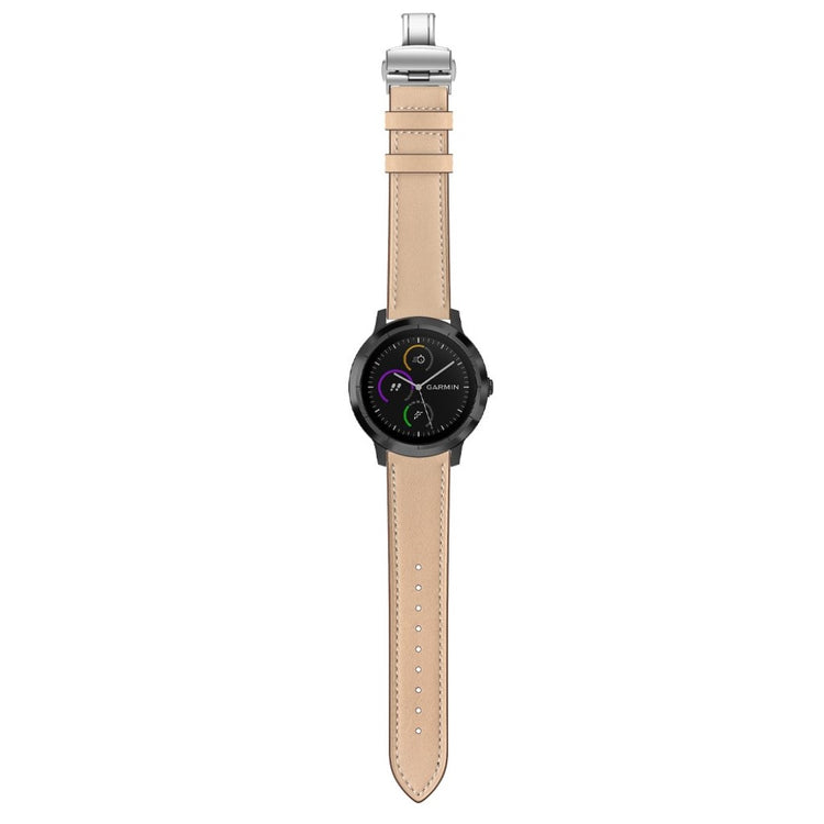 Fed Garmin Vivoactive 3 / Garmin Vivomove HR Ægte læder Rem - Beige#serie_9