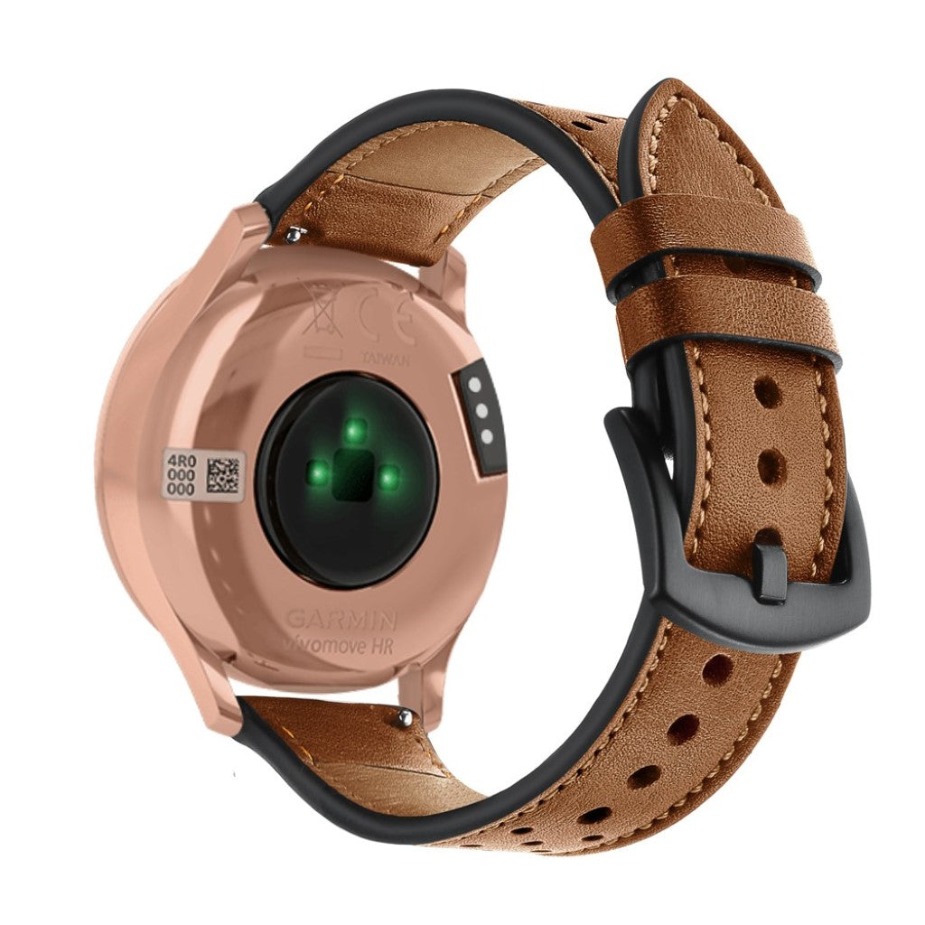 Fed Garmin Vivoactive 3 / Garmin Vivomove HR Ægte læder Rem - Brun#serie_2