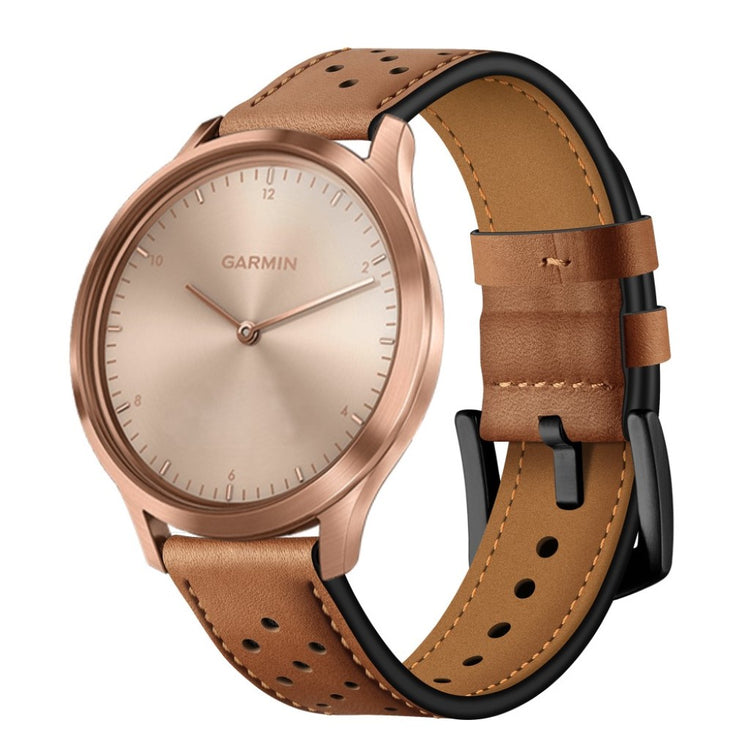 Fed Garmin Vivoactive 3 / Garmin Vivomove HR Ægte læder Rem - Brun#serie_2