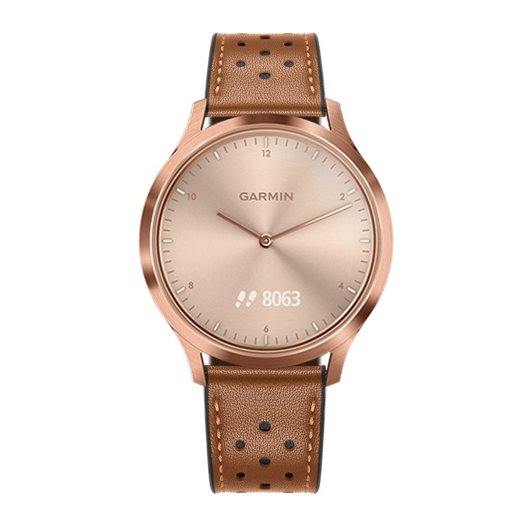 Fed Garmin Vivoactive 3 / Garmin Vivomove HR Ægte læder Rem - Brun#serie_2