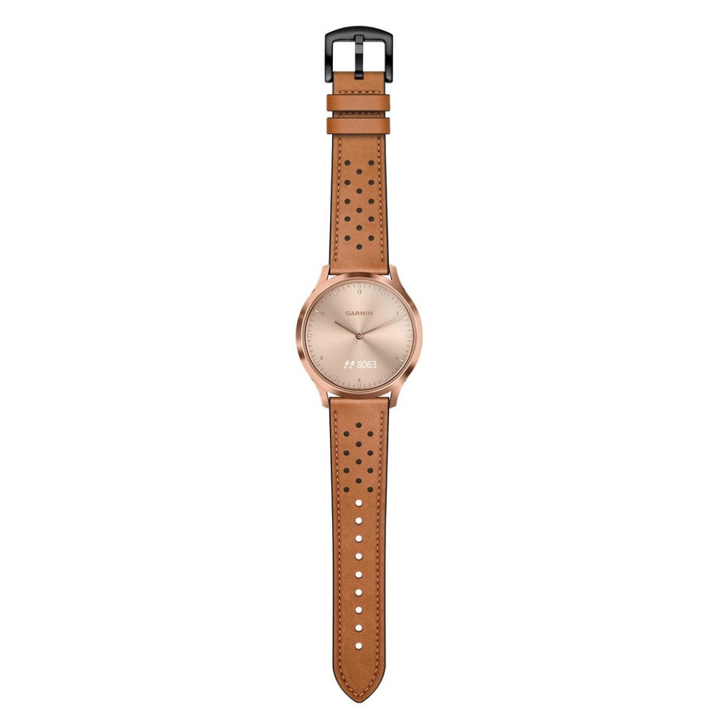 Fed Garmin Vivoactive 3 / Garmin Vivomove HR Ægte læder Rem - Brun#serie_2